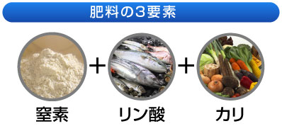 肥料の三要素　窒素＋リン酸＋カリ